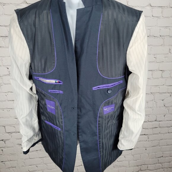 Figlio Lontano Navy 2 Button Single Vented Notch Blazer Sport Coat Size 40R - Picture 5 of 15